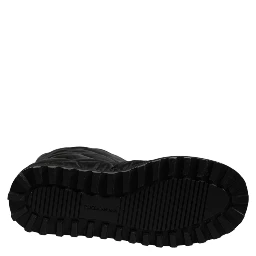 Black Polyester Padded Mid Calf Boots Winter Shoes