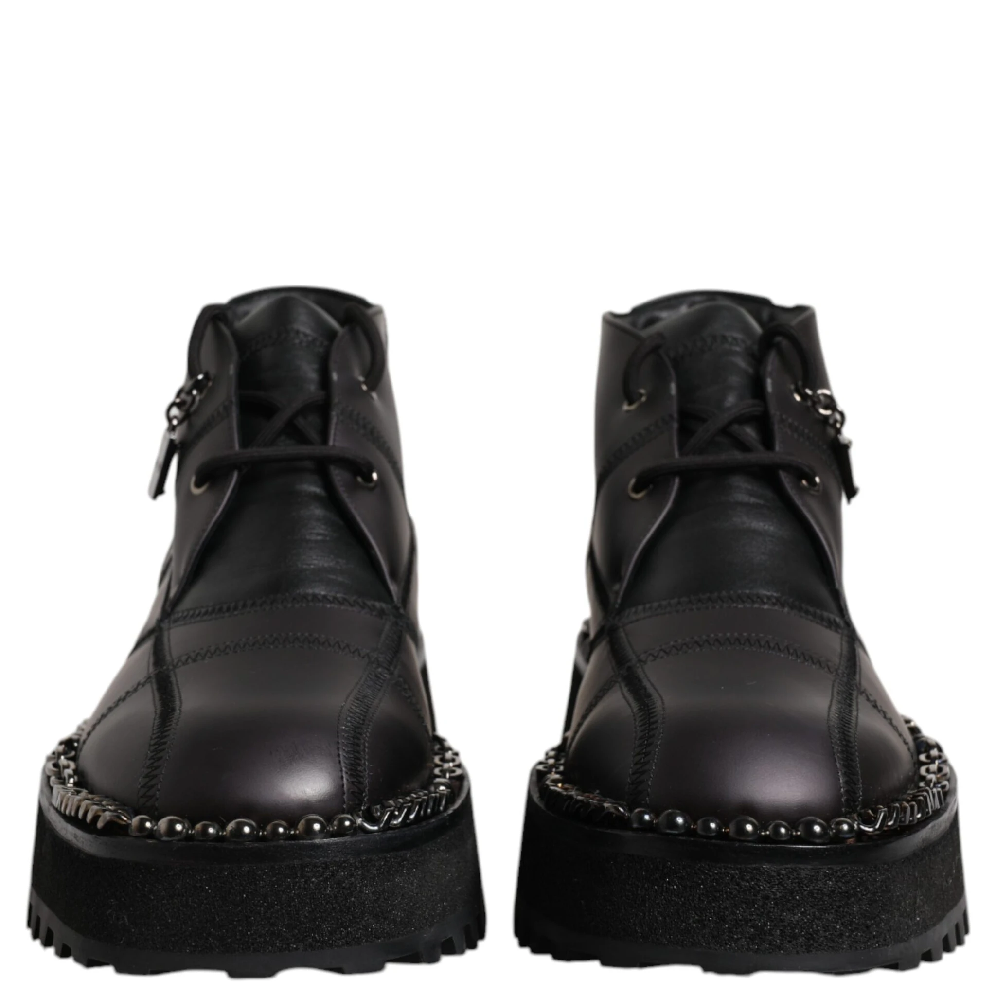 Black Leather Lace Up Ankle Boots Shoes