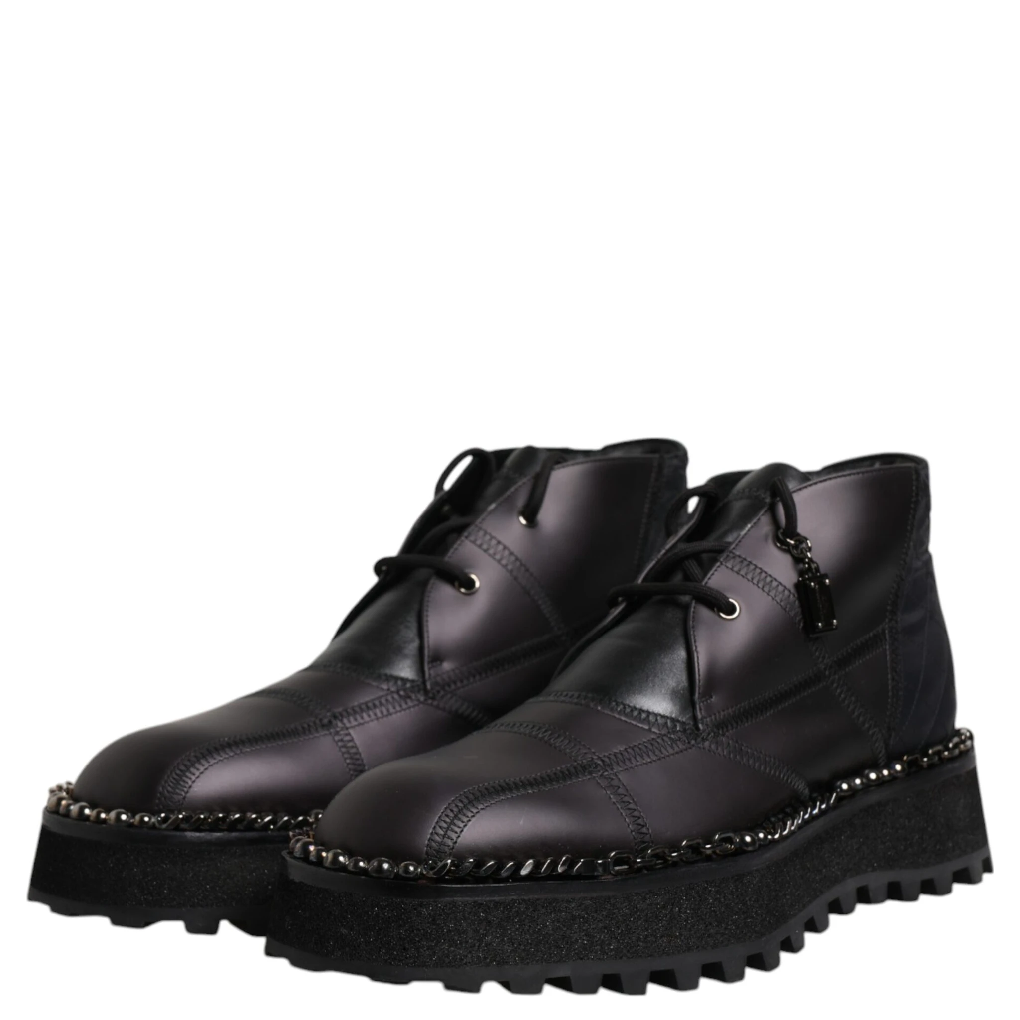 Black Leather Lace Up Ankle Boots Shoes