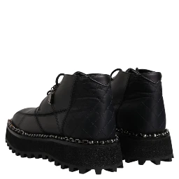 Black Leather Lace Up Ankle Boots Shoes