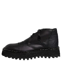 Black Leather Lace Up Ankle Boots Shoes