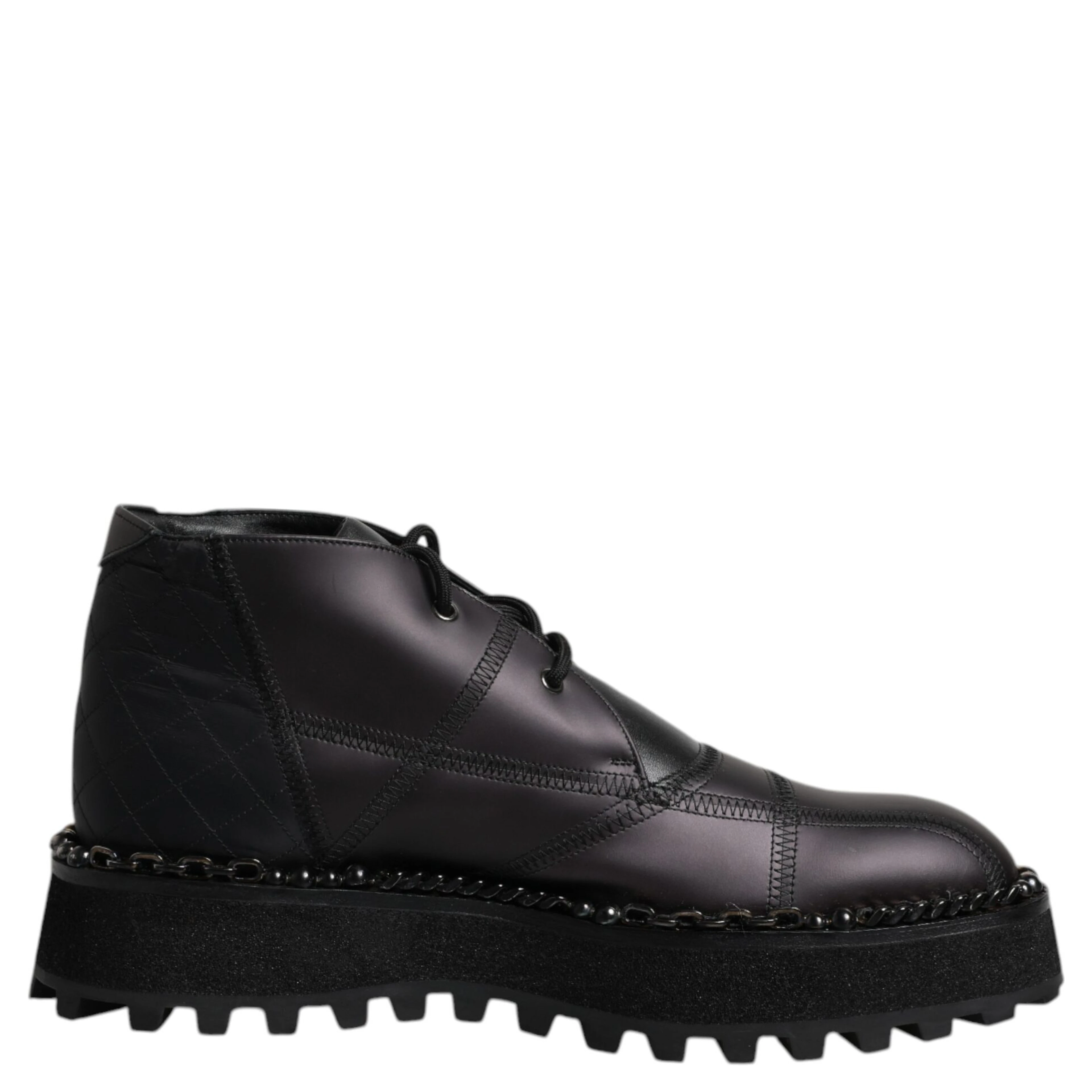 Black Leather Lace Up Ankle Boots Shoes
