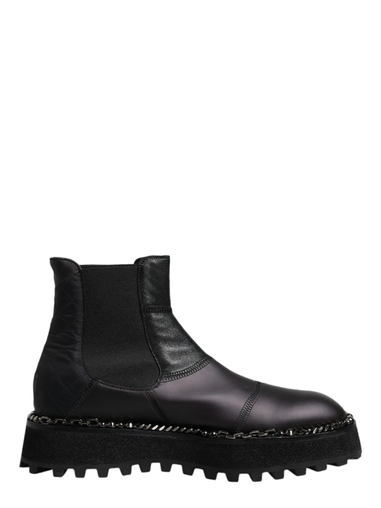 Black Chelsea Boots Leather Slip On Shoes