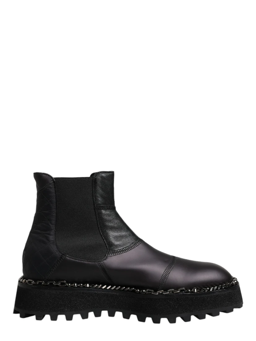 Black Chelsea Boots Leather Slip On Shoes
