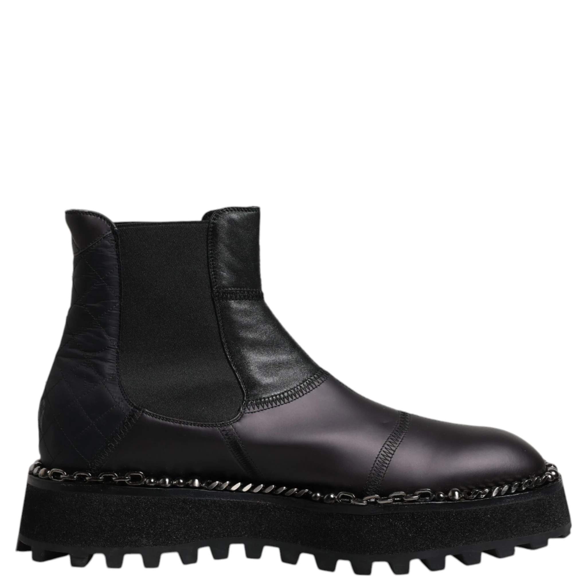 Black Chelsea Boots Leather Slip On Shoes