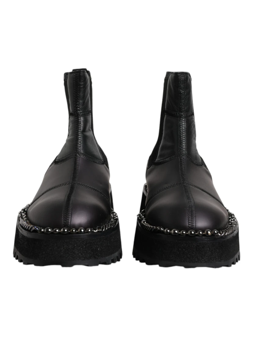 Black Chelsea Boots Leather Slip On Shoes
