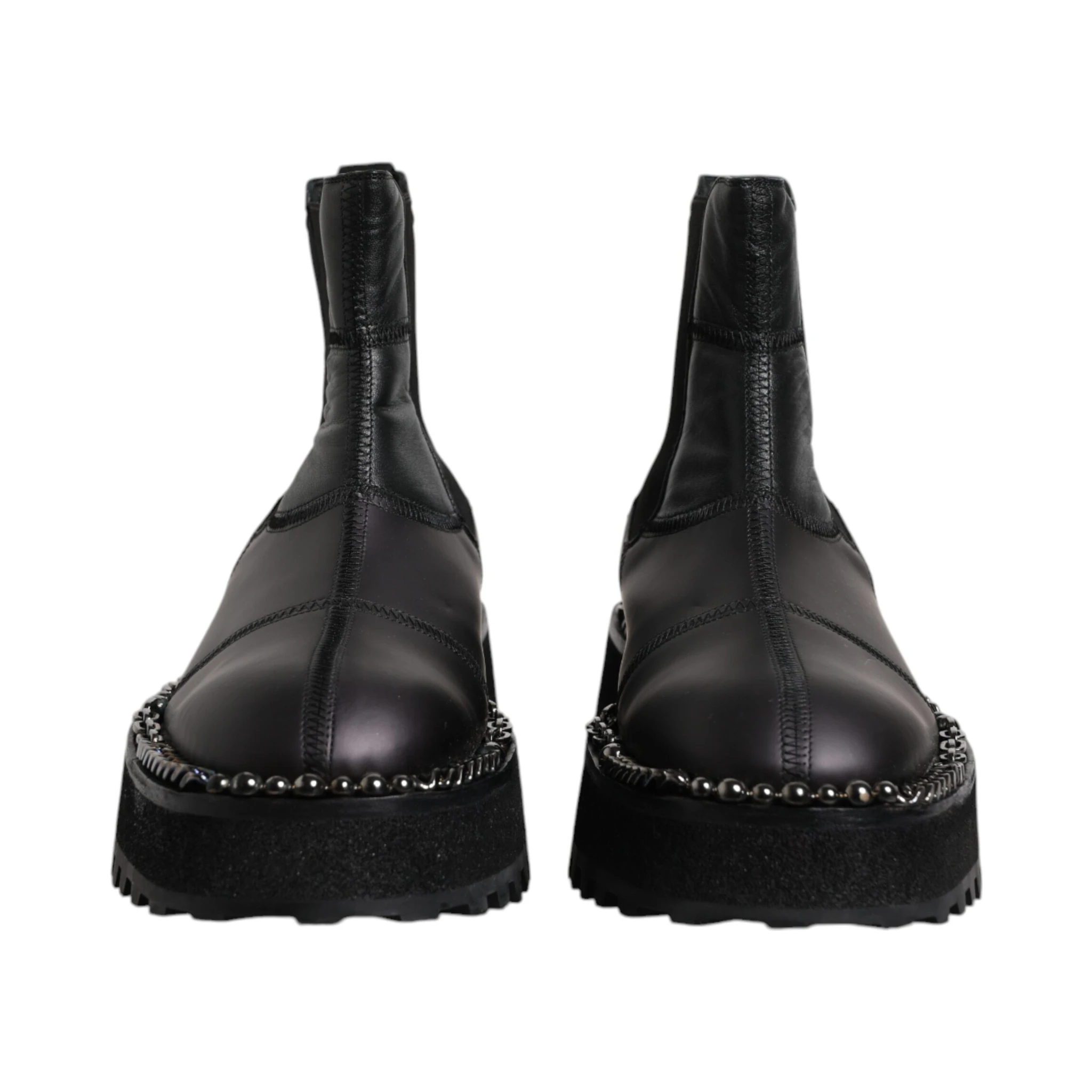 Black Chelsea Boots Leather Slip On Shoes
