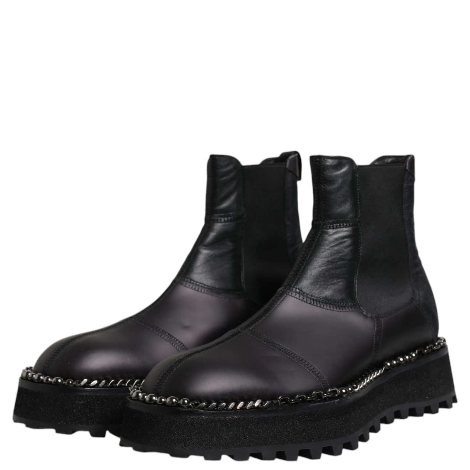 Black Chelsea Boots Leather Slip On Shoes