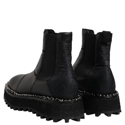 Black Chelsea Boots Leather Slip On Shoes