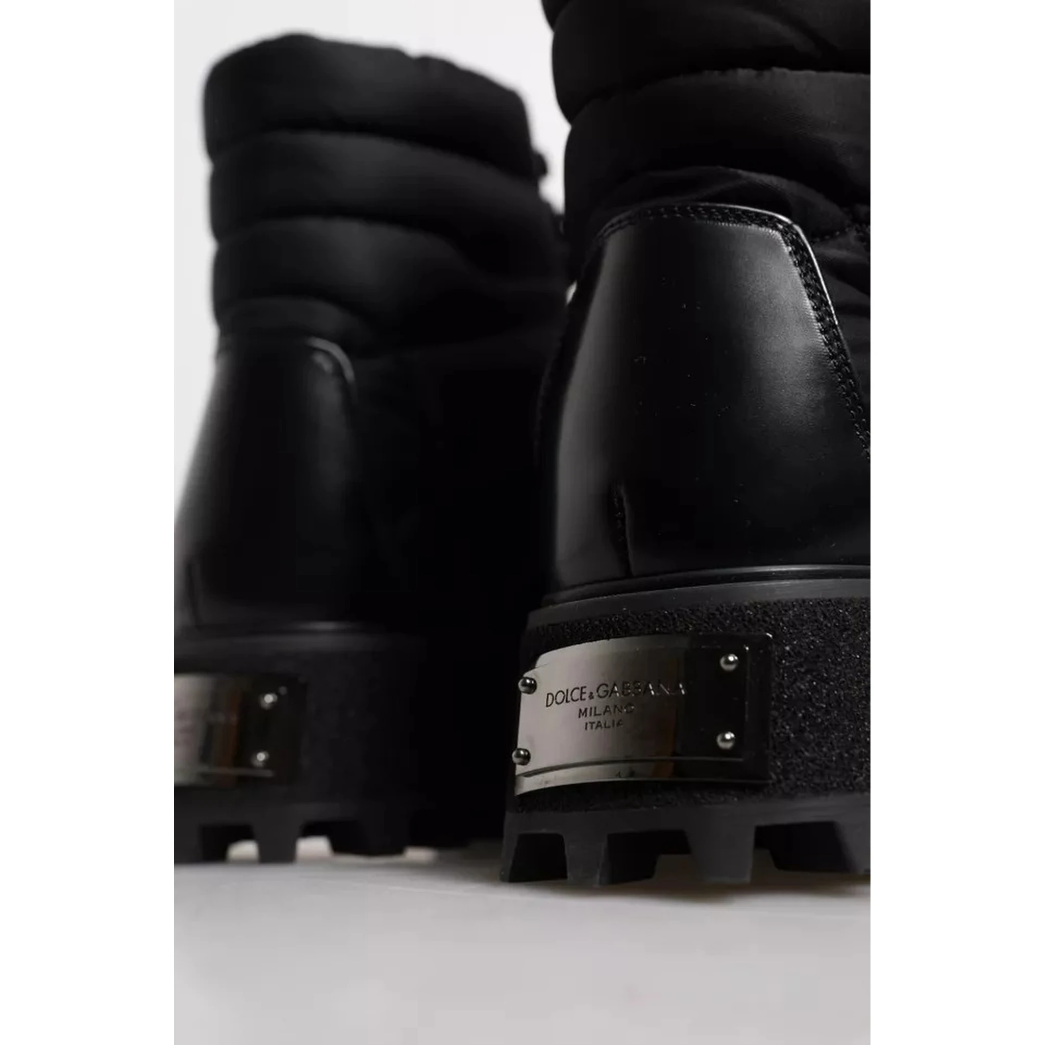 Black Padded Mid Calf Lace Up Boots Shoes