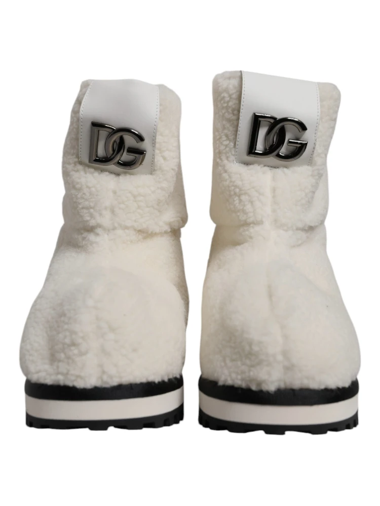 White Plush Logo Padded Mid Calf Boots Shoes alternative