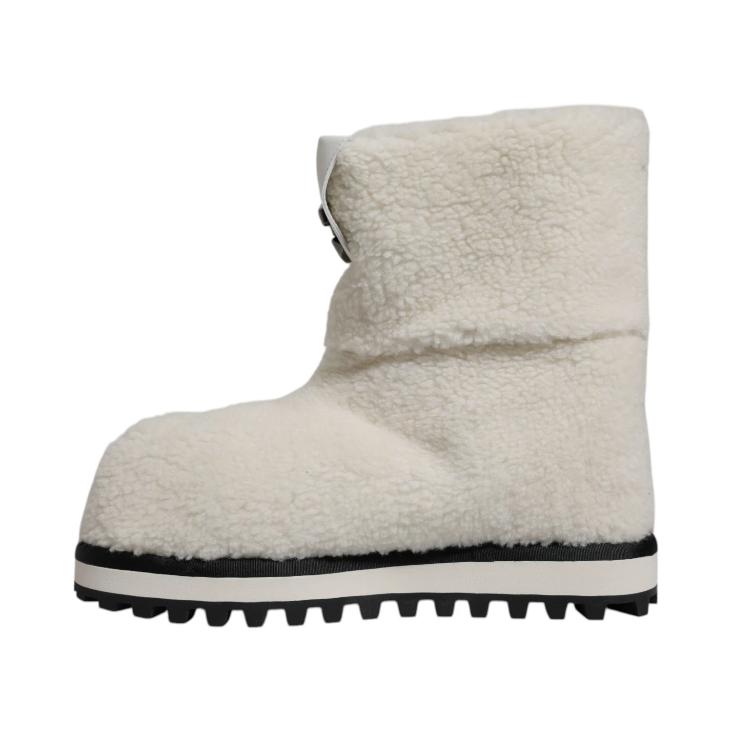 White Plush Logo Padded Mid Calf Boots Shoes