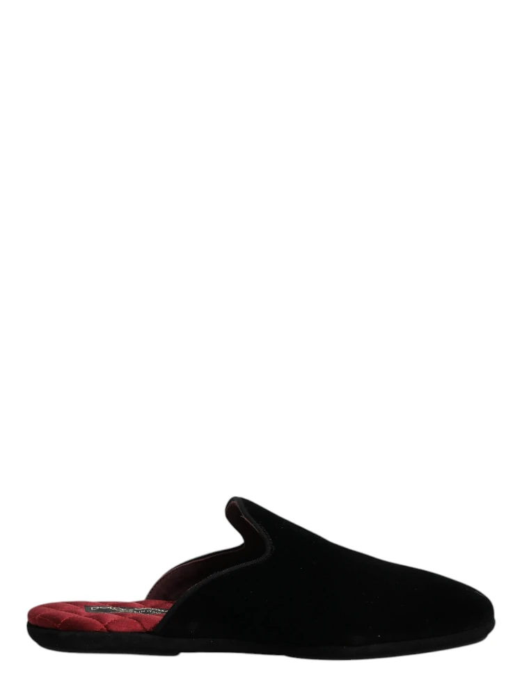 Black Viscose Velvet Slides Flat Slipper Shoes