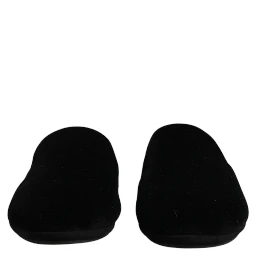 Black Viscose Velvet Slides Flat Slipper Shoes