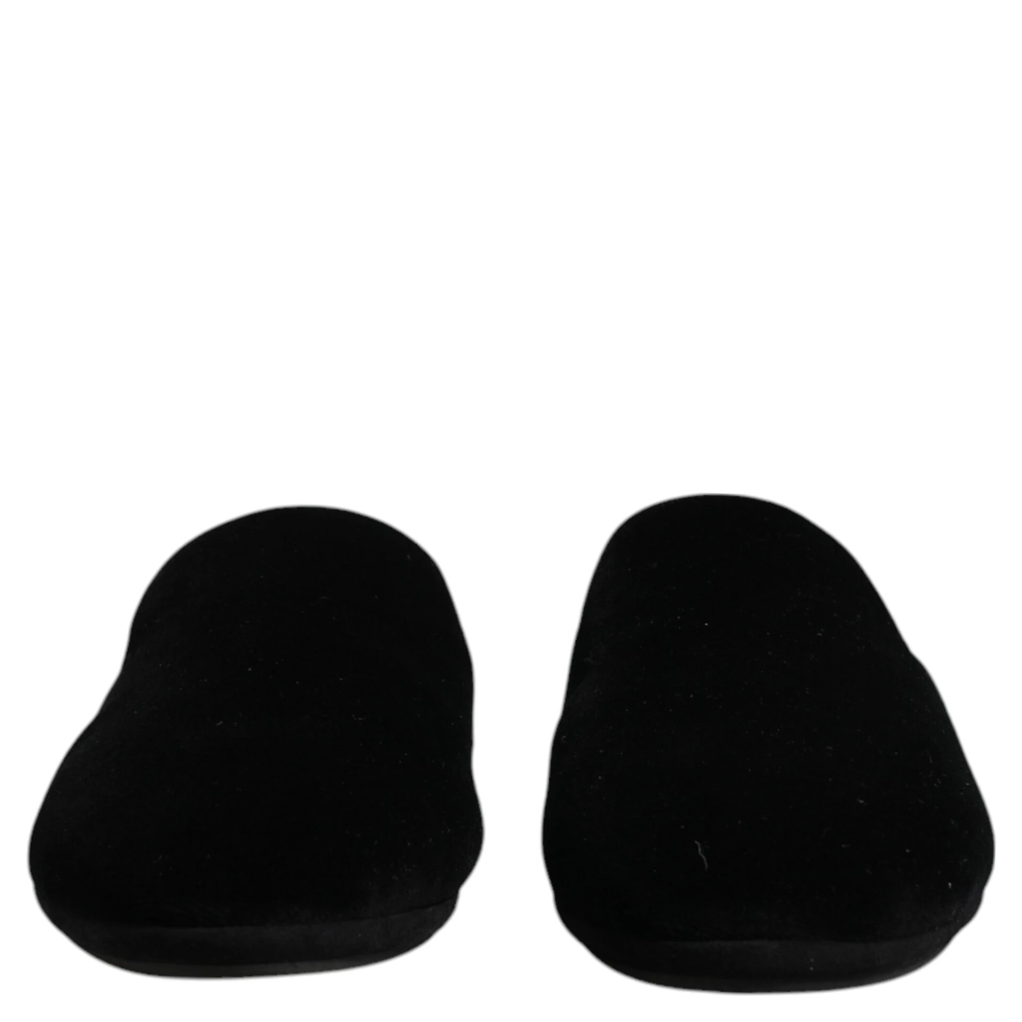 Black Viscose Velvet Slides Flat Slipper Shoes