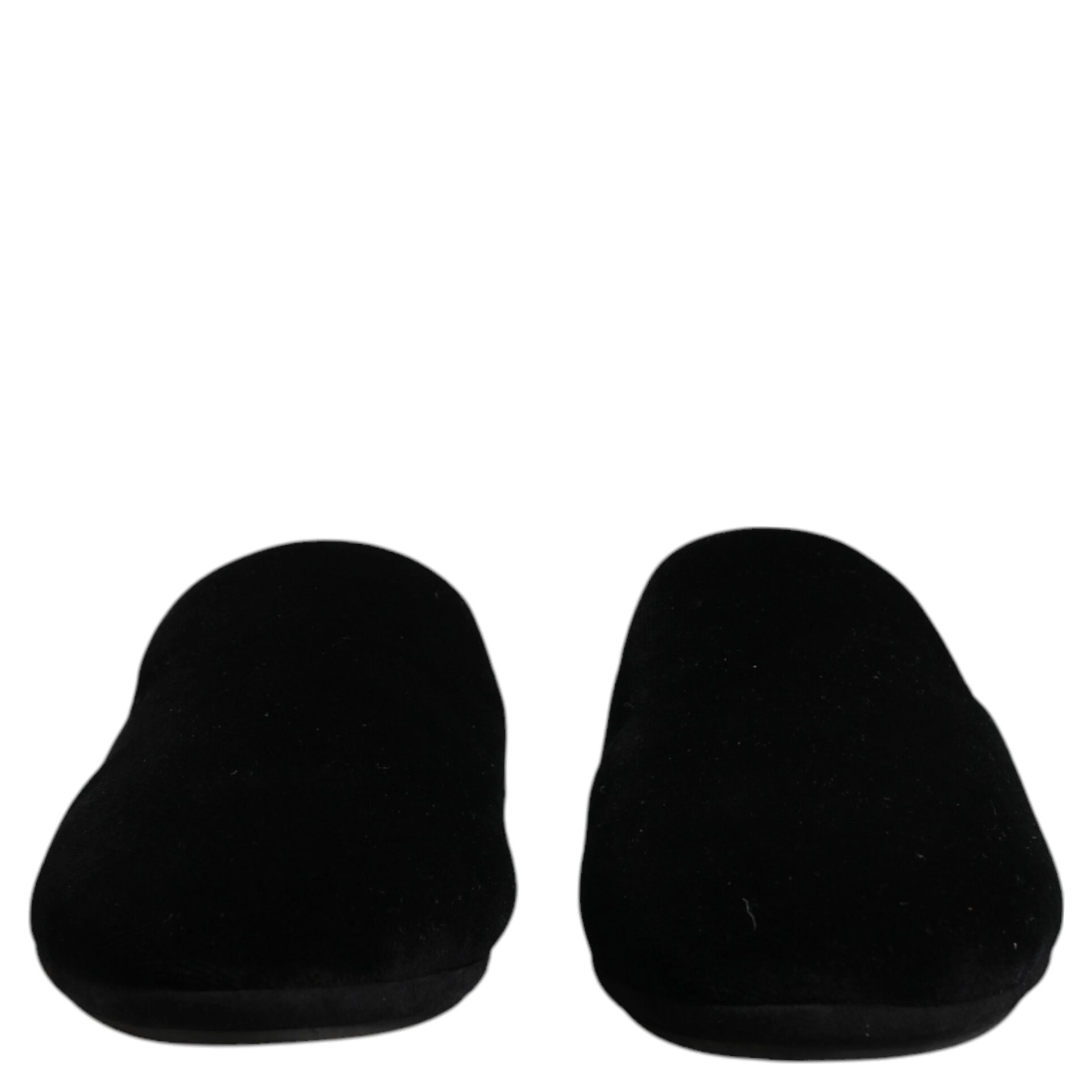 Black Viscose Velvet Slides Flat Slipper Shoes