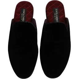 Black Viscose Velvet Slides Flat Slipper Shoes