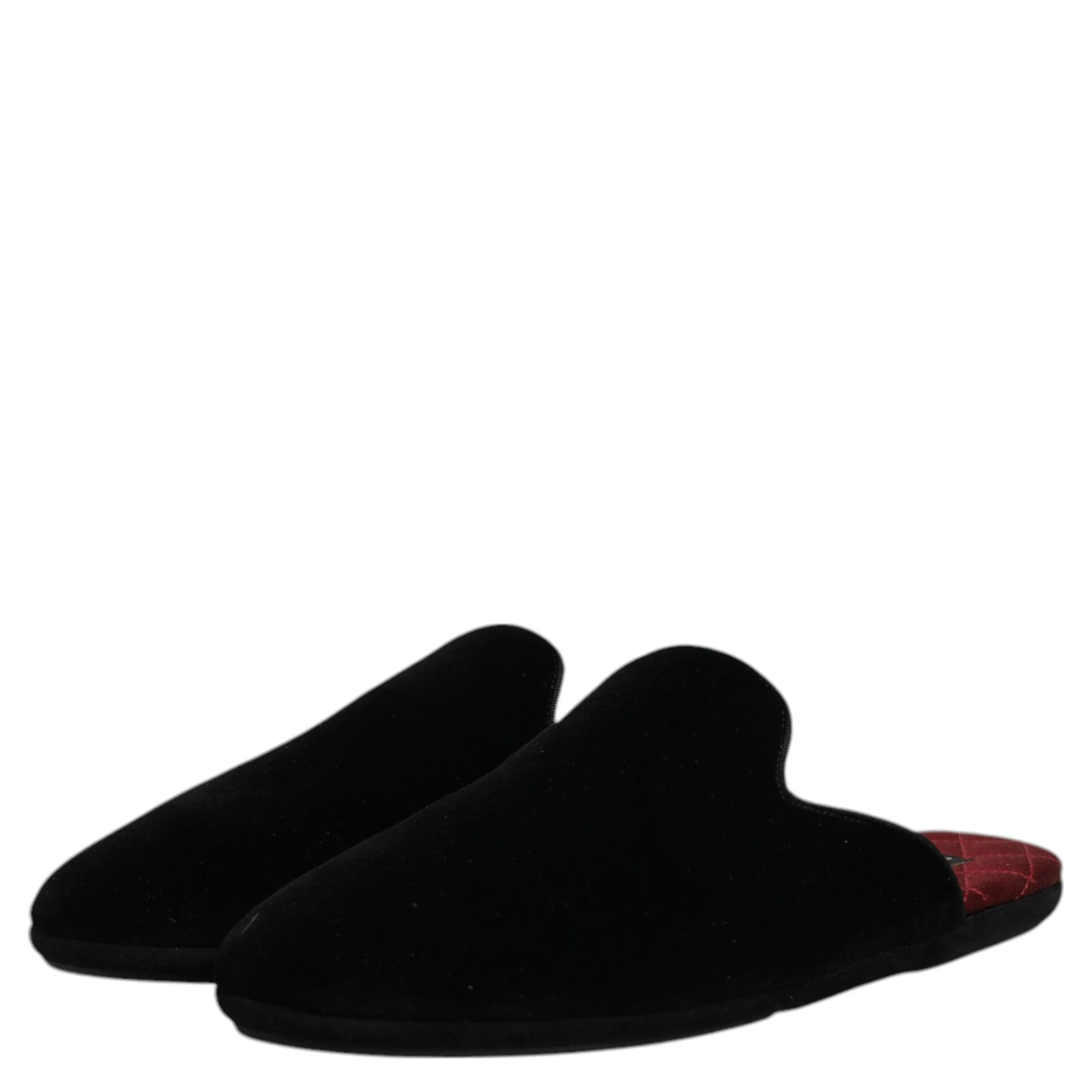 Black Viscose Velvet Slides Flat Slipper Shoes