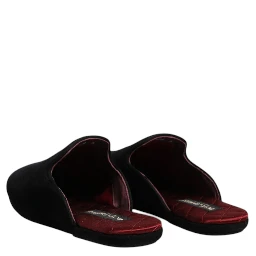 Black Viscose Velvet Slides Flat Slipper Shoes