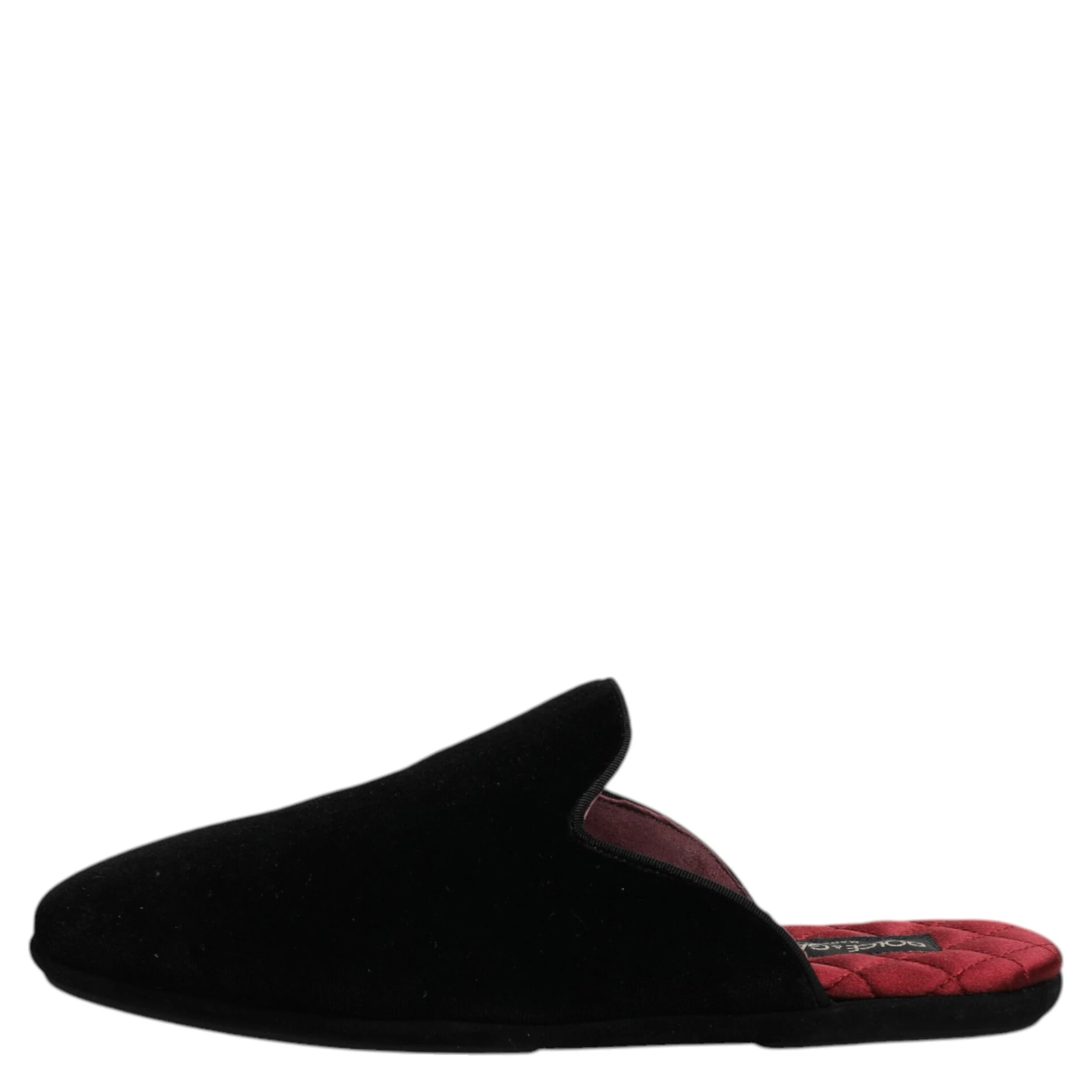 Black Viscose Velvet Slides Flat Slipper Shoes