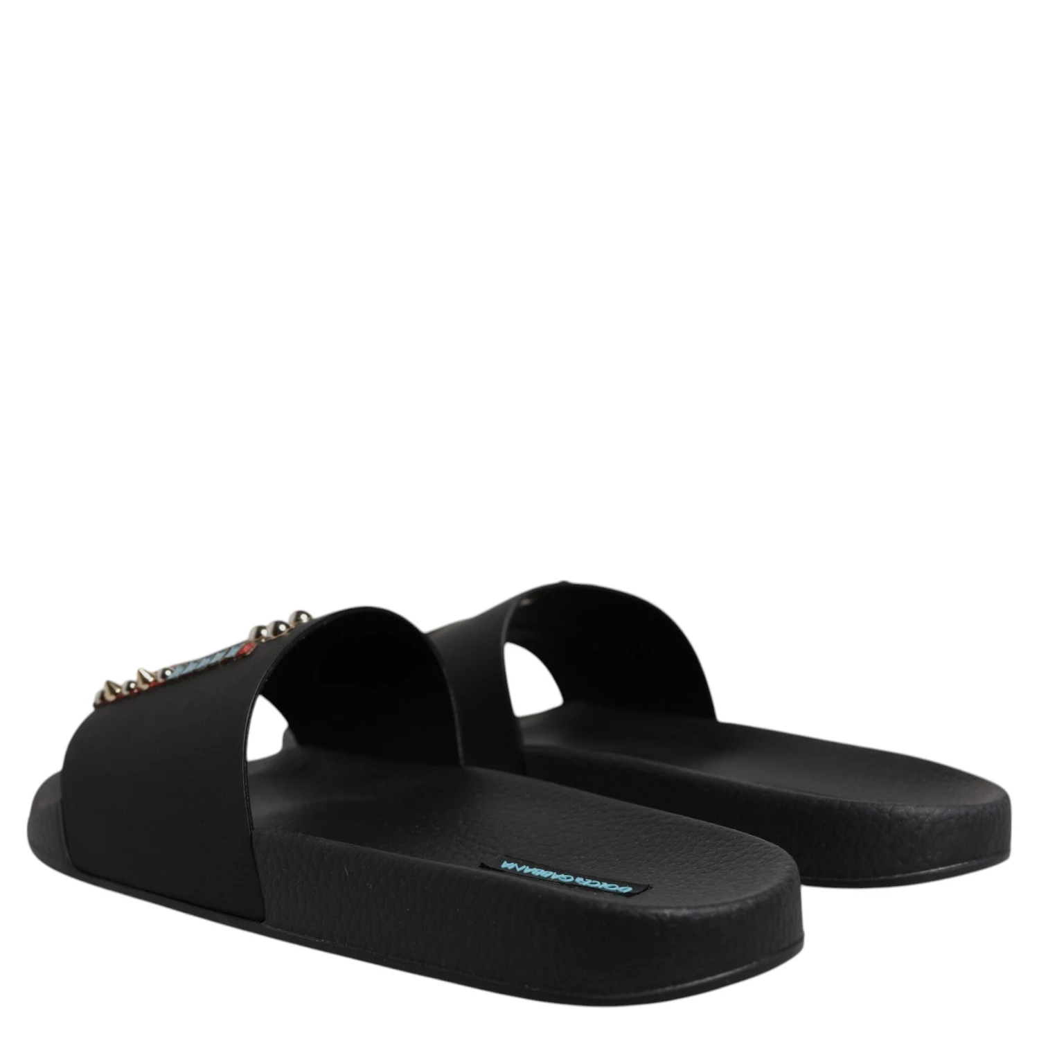 Black Divers Leather Flats Slides Sandals Beachwear Shoes