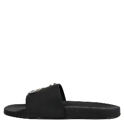 Black Divers Leather Flats Slides Sandals Beachwear Shoes