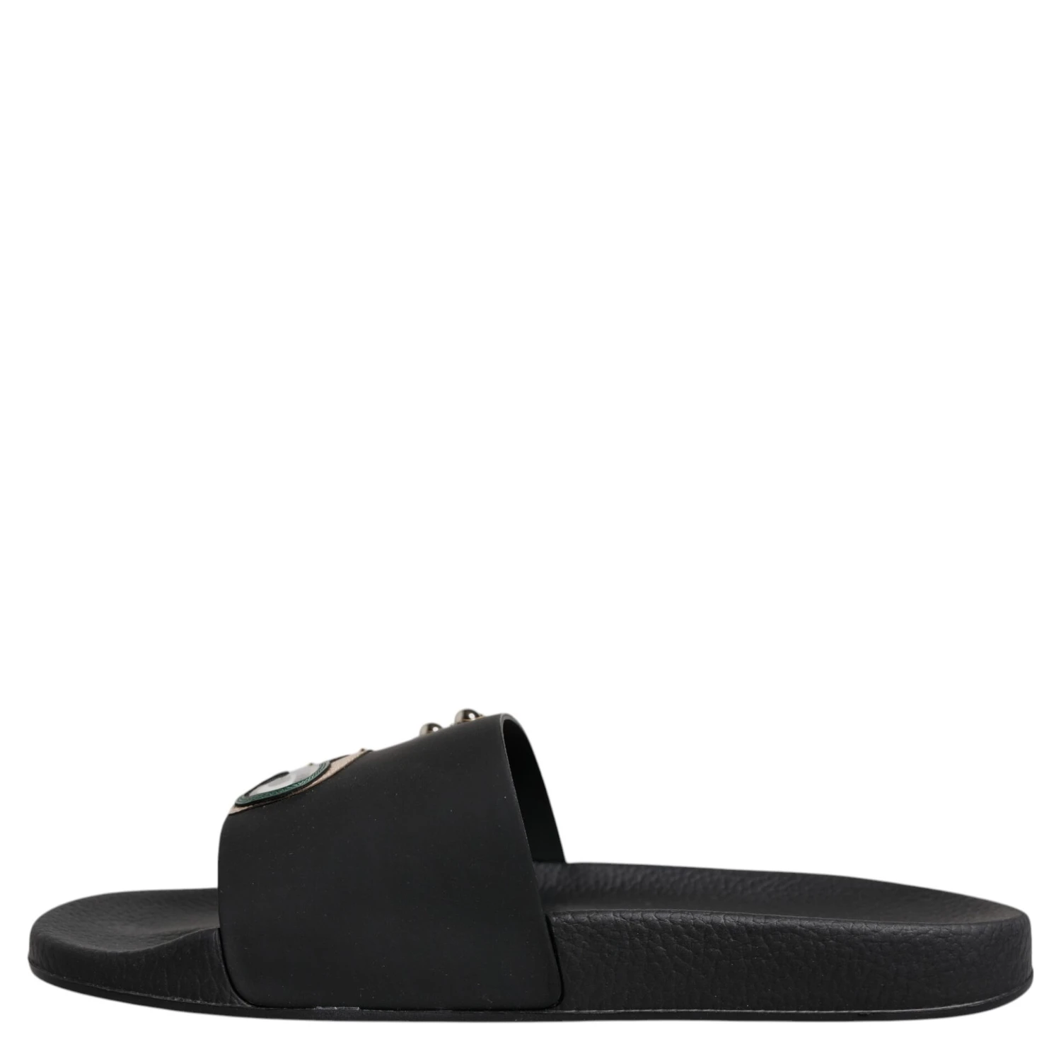 Black Divers Leather Flats Slides Sandals Beachwear Shoes