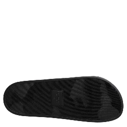 Black Divers Leather Flats Slides Sandals Beachwear Shoes