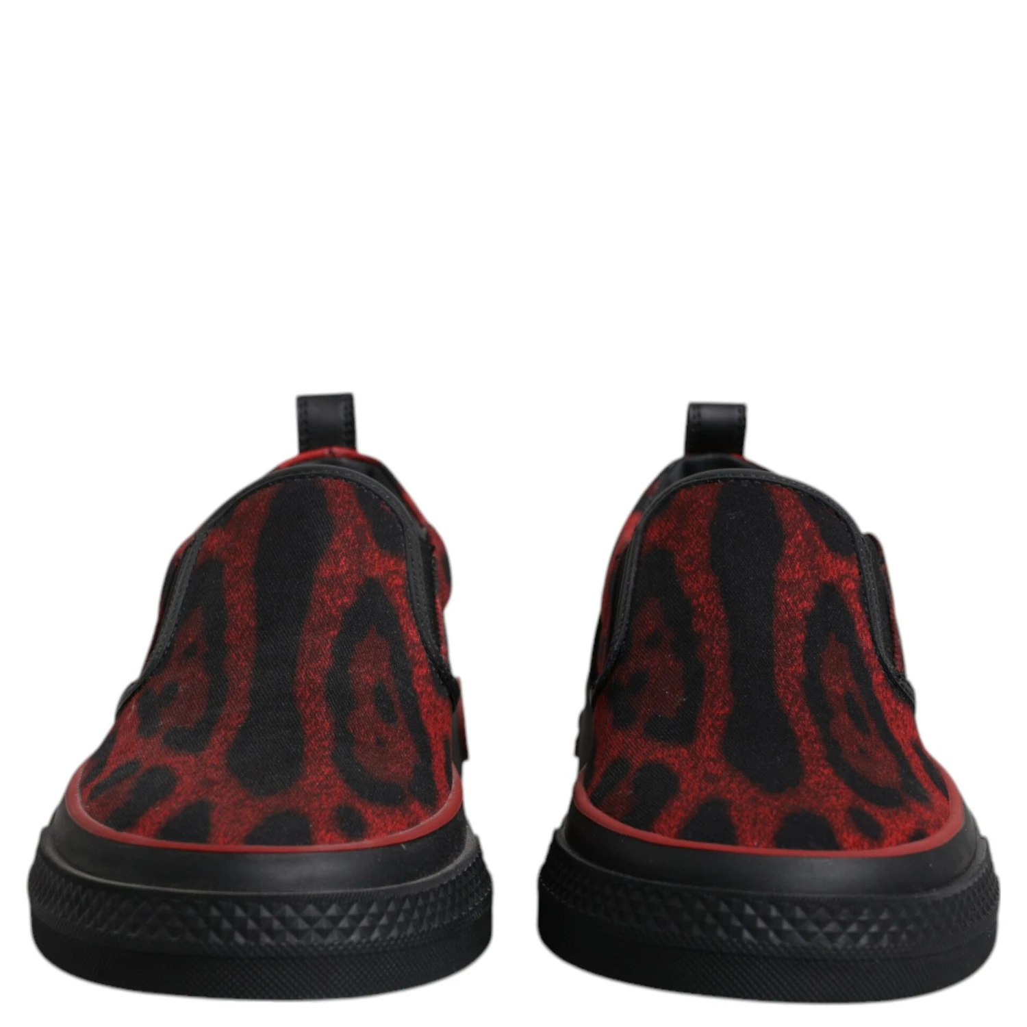 Red Black Leopard Cotton Men Low Top Sneakers Shoes