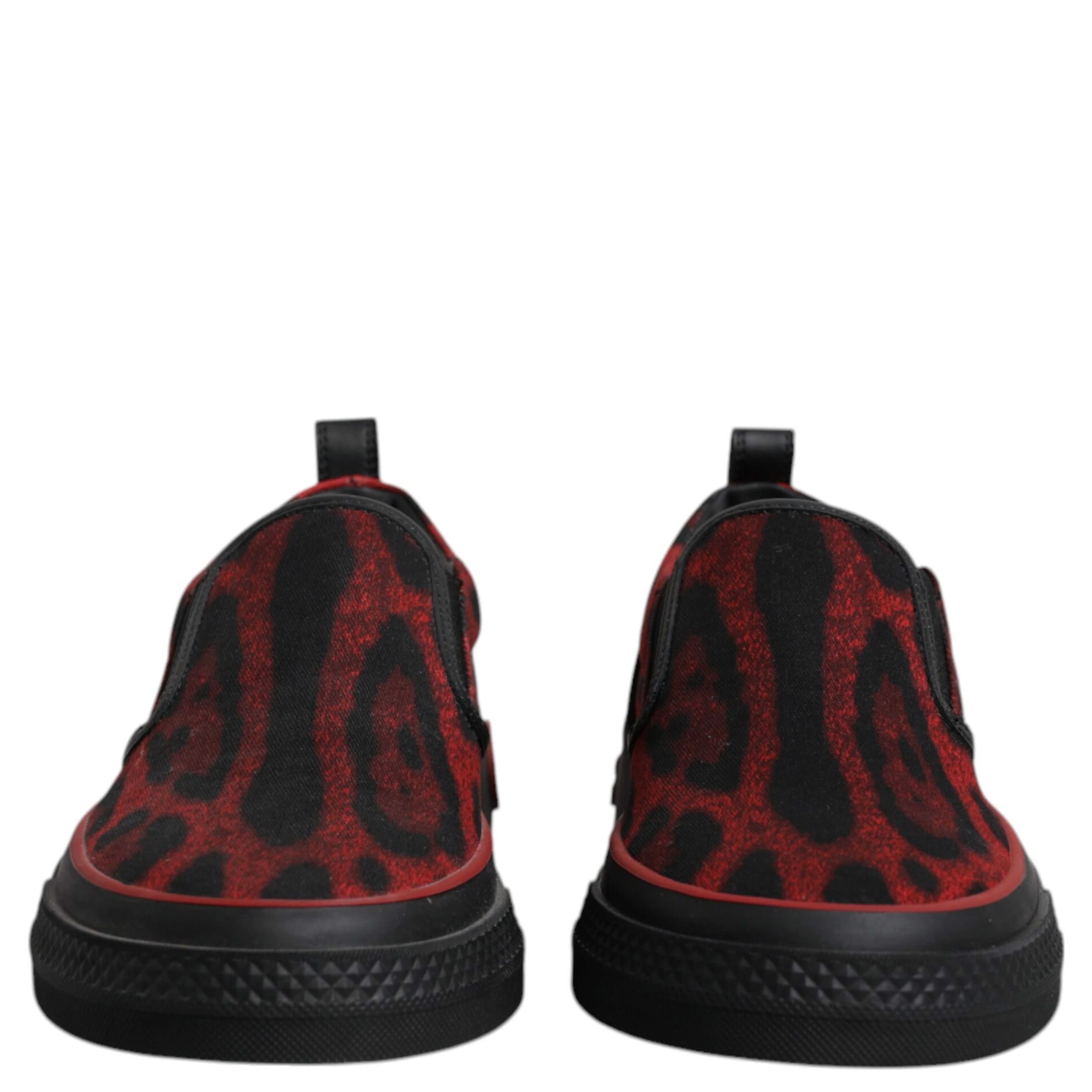 Red Black Leopard Cotton Men Low Top Sneakers Shoes