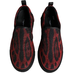 Red Black Leopard Cotton Men Low Top Sneakers Shoes
