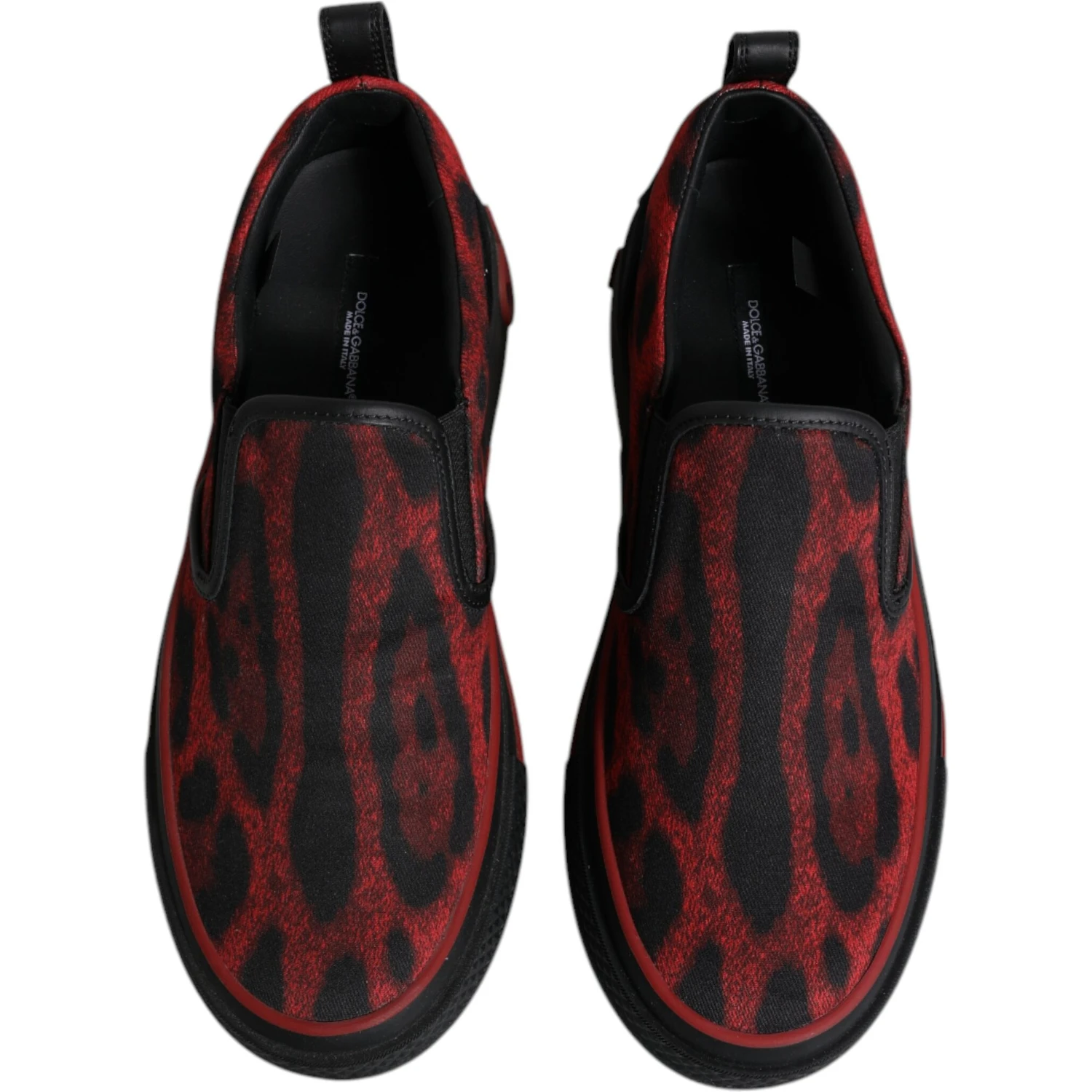 Red Black Leopard Cotton Men Low Top Sneakers Shoes