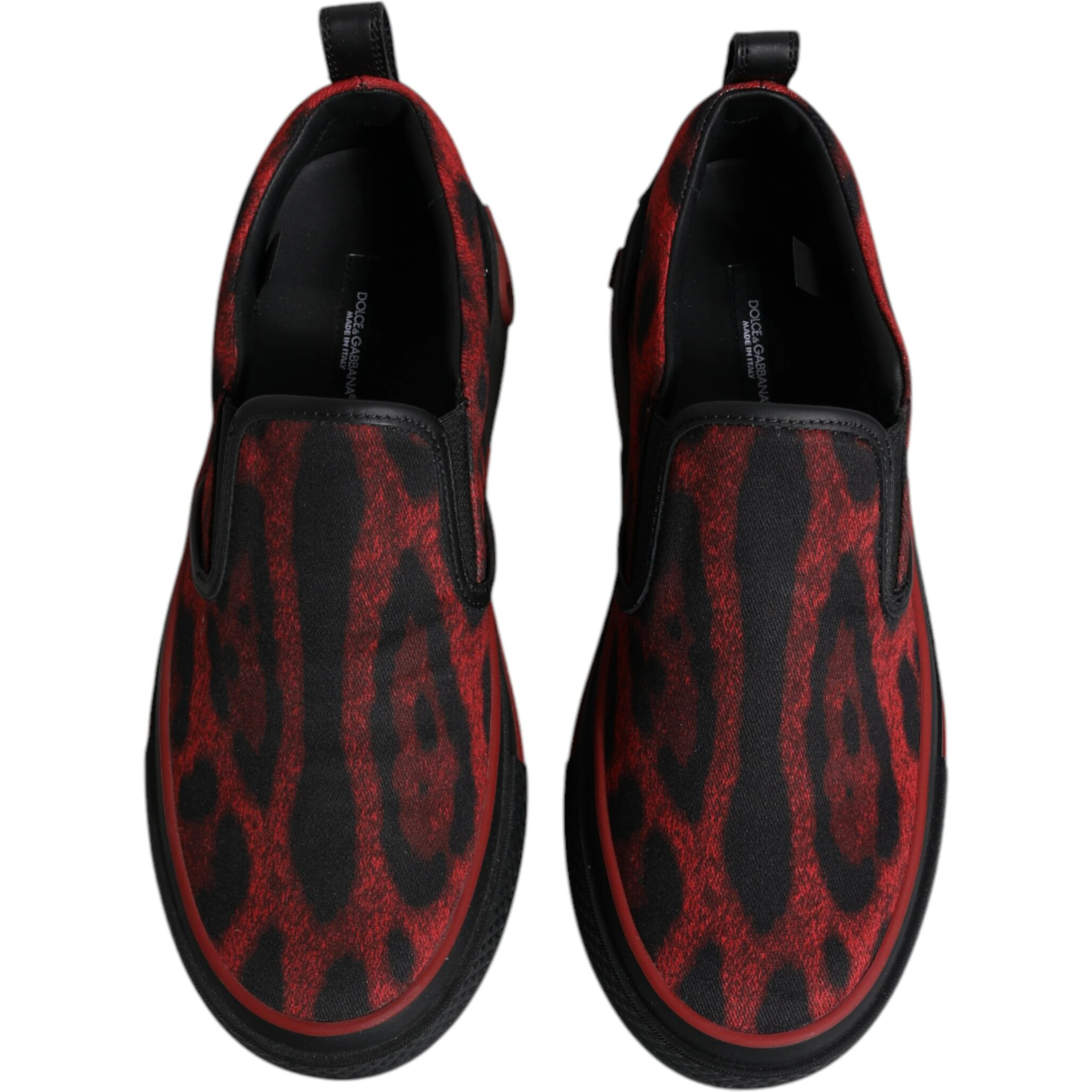 Red Black Leopard Cotton Men Low Top Sneakers Shoes