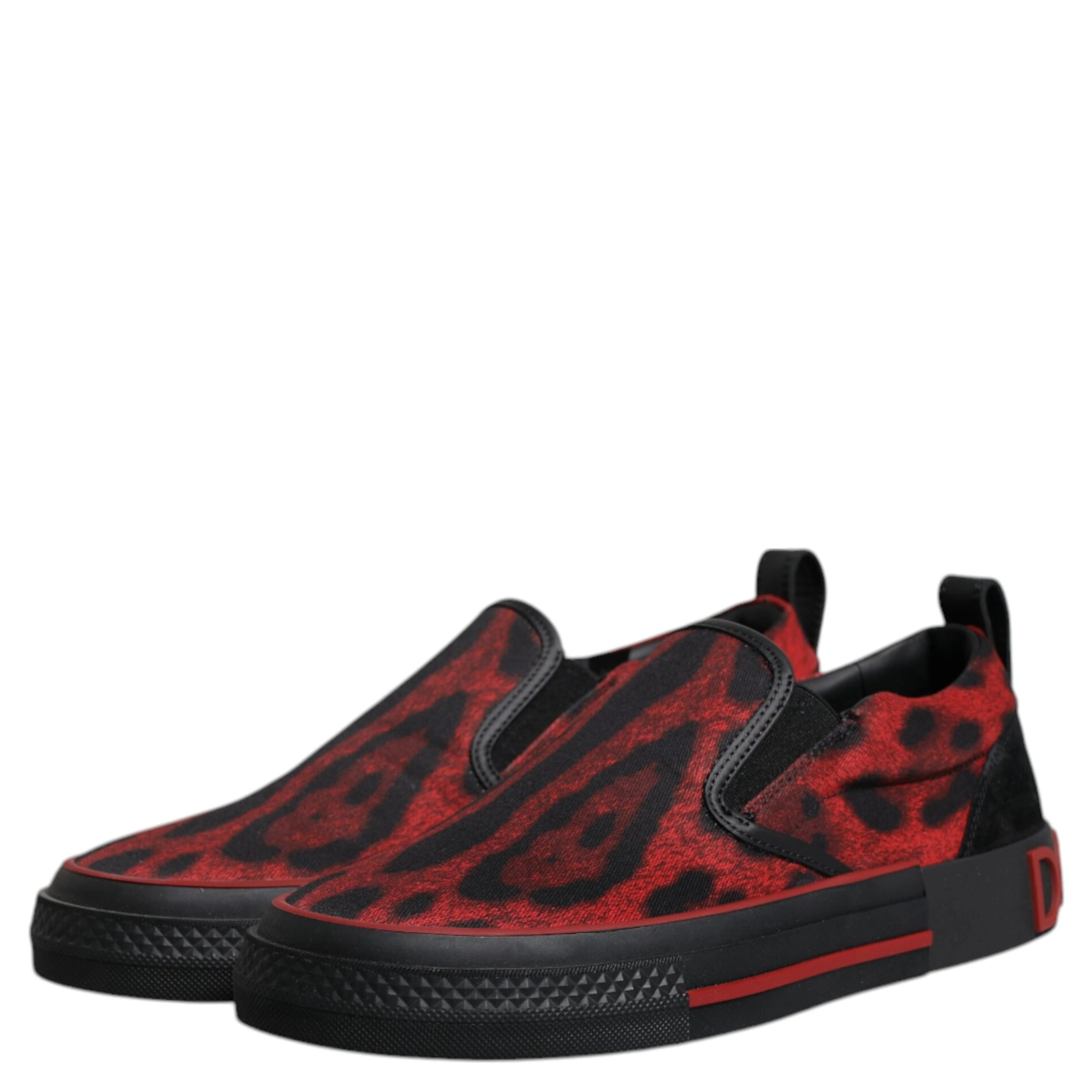 Red Black Leopard Cotton Men Low Top Sneakers Shoes