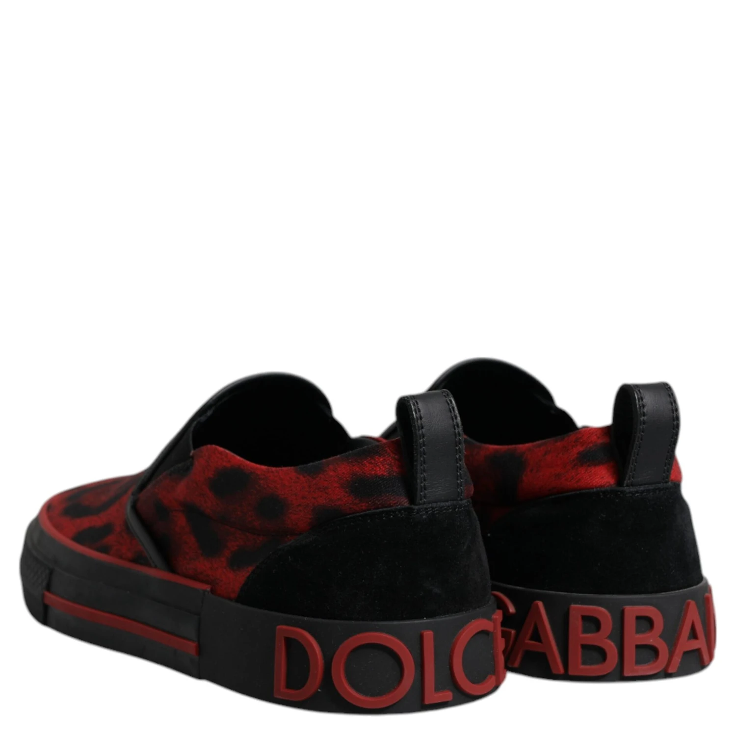 Red Black Leopard Cotton Men Low Top Sneakers Shoes