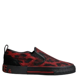 Red Black Leopard Cotton Men Low Top Sneakers Shoes