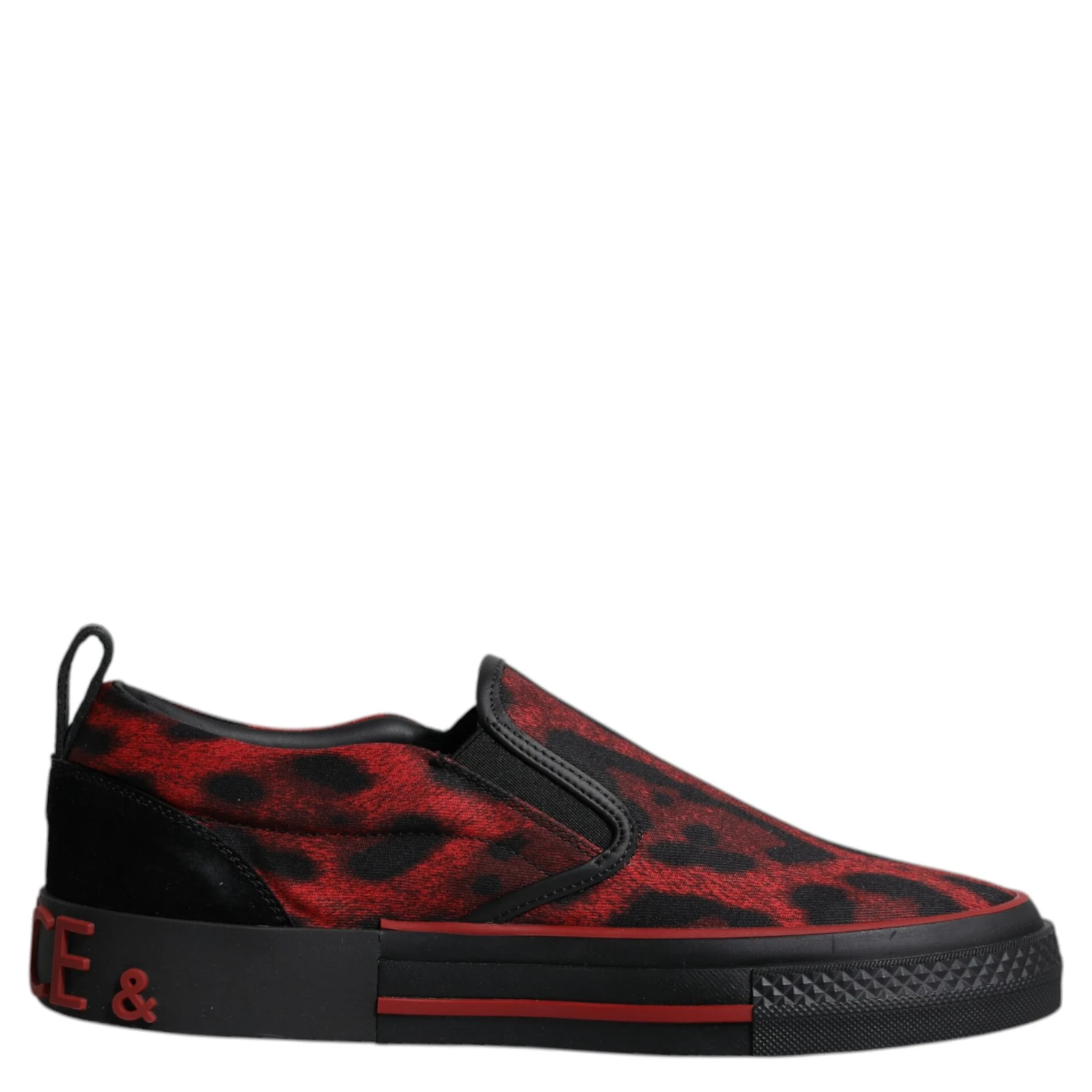 Red Black Leopard Cotton Men Low Top Sneakers Shoes
