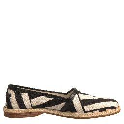 Black White Stripes Slip On Espadrille Shoes