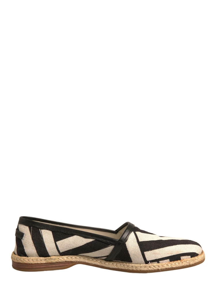 Black White Stripes Slip On Espadrille Shoes