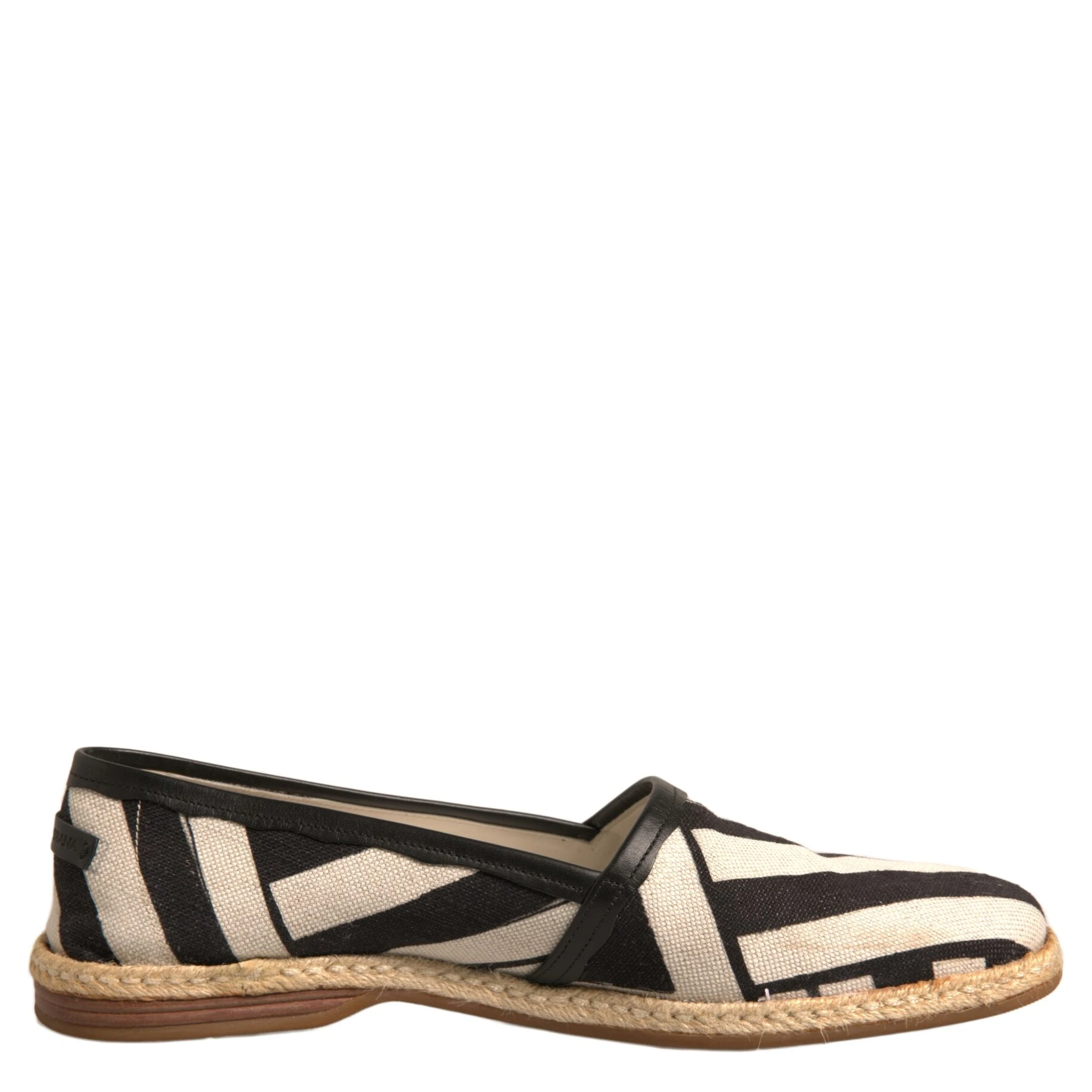 Black White Stripes Slip On Espadrille Shoes
