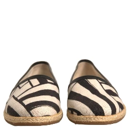 Black White Stripes Slip On Espadrille Shoes
