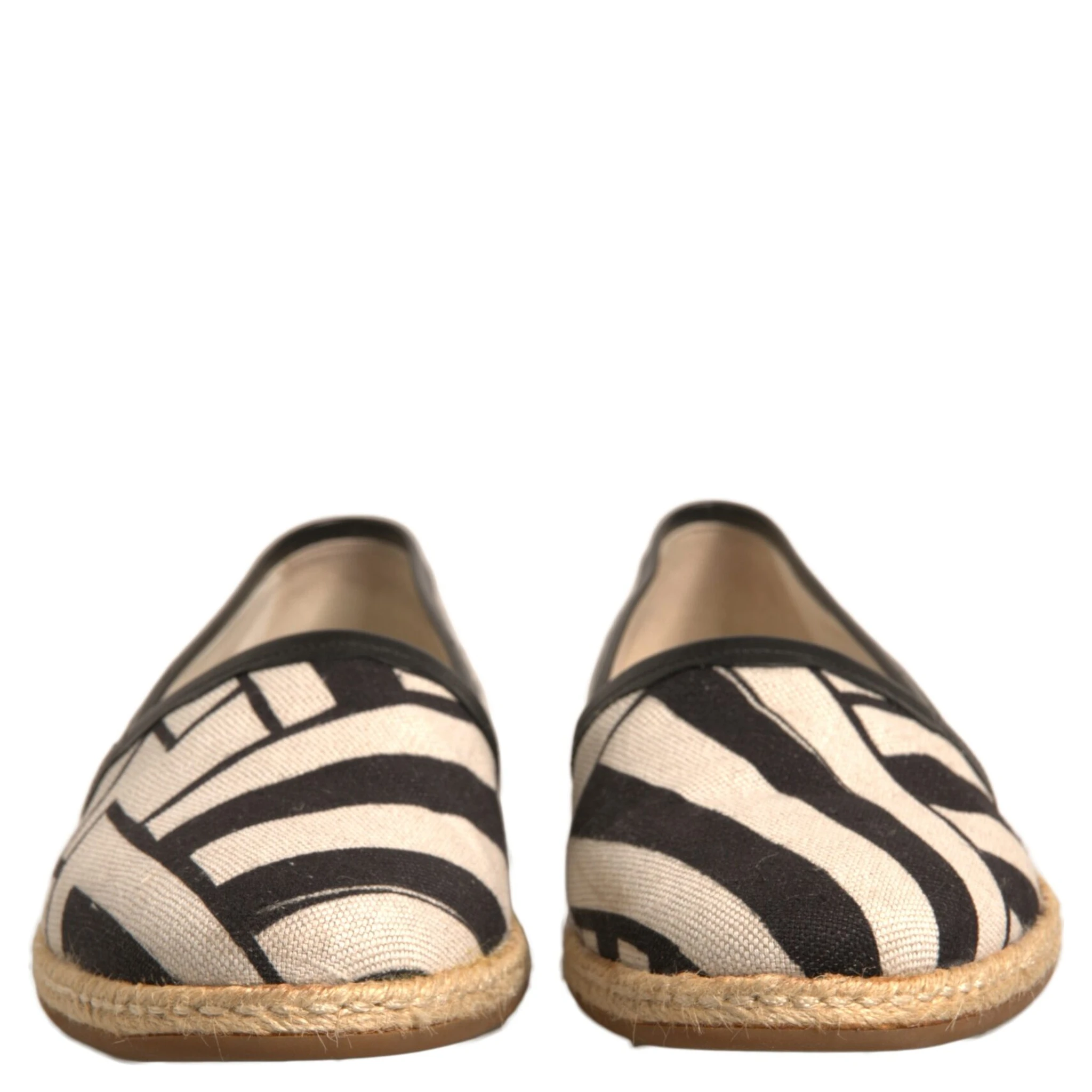 Black White Stripes Slip On Espadrille Shoes