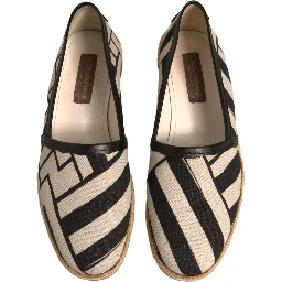 Black White Stripes Slip On Espadrille Shoes