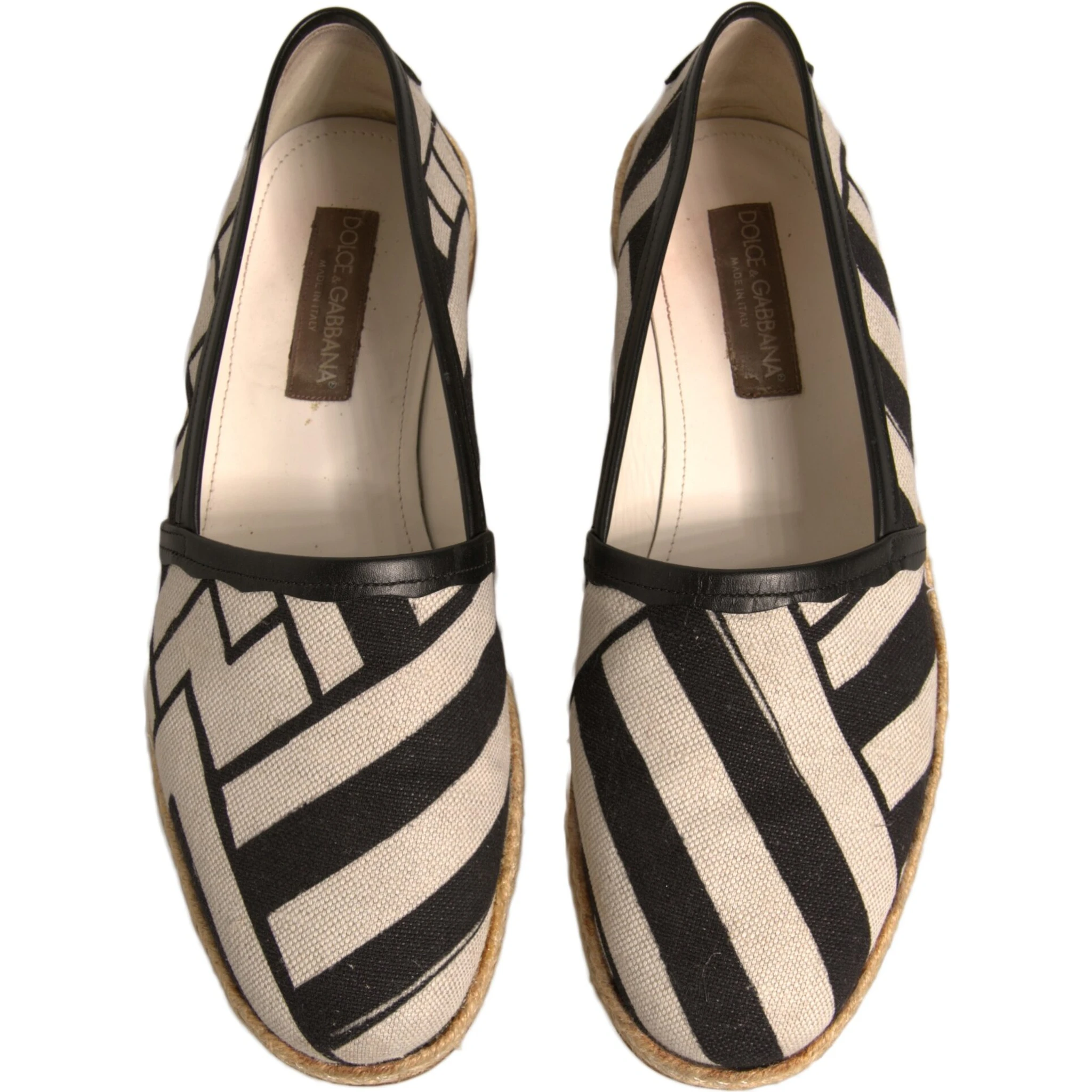 Black White Stripes Slip On Espadrille Shoes