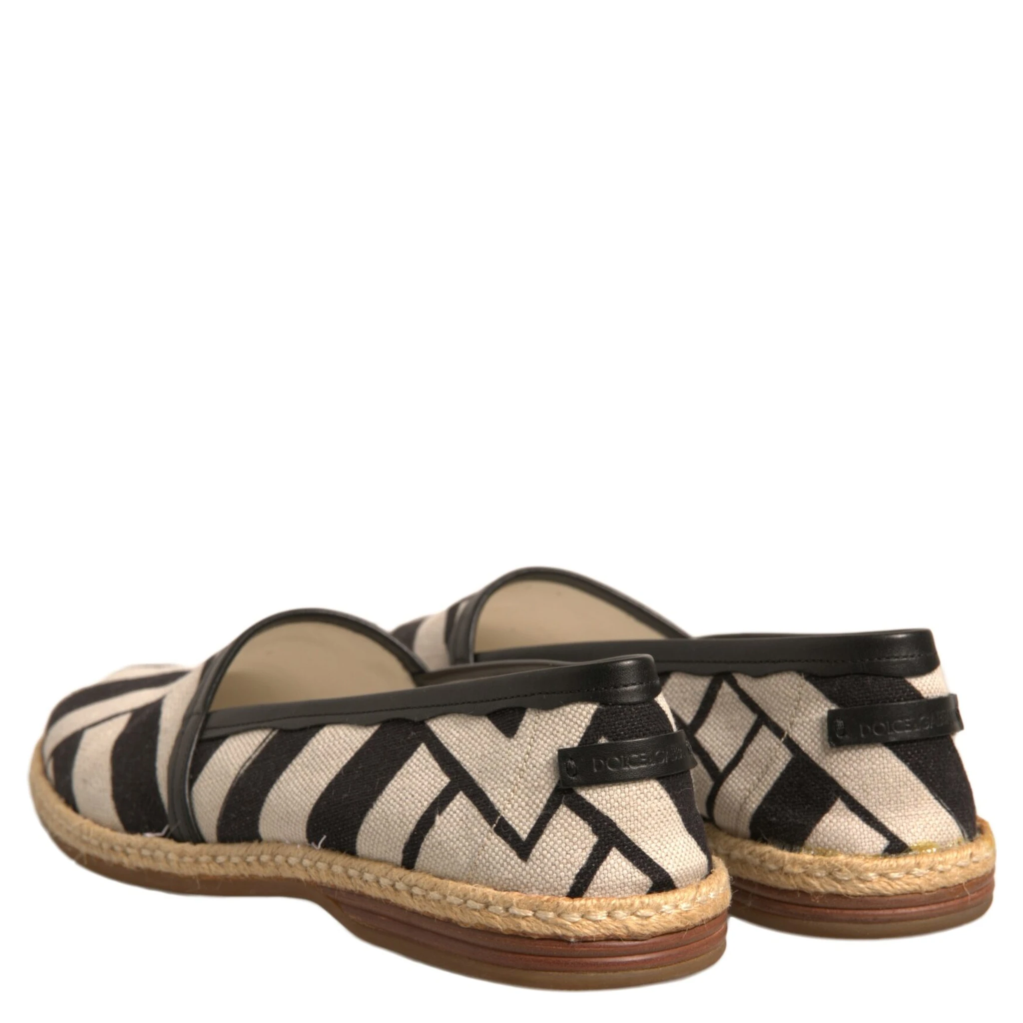 Black White Stripes Slip On Espadrille Shoes