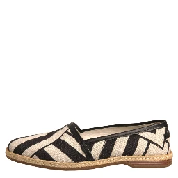 Black White Stripes Slip On Espadrille Shoes