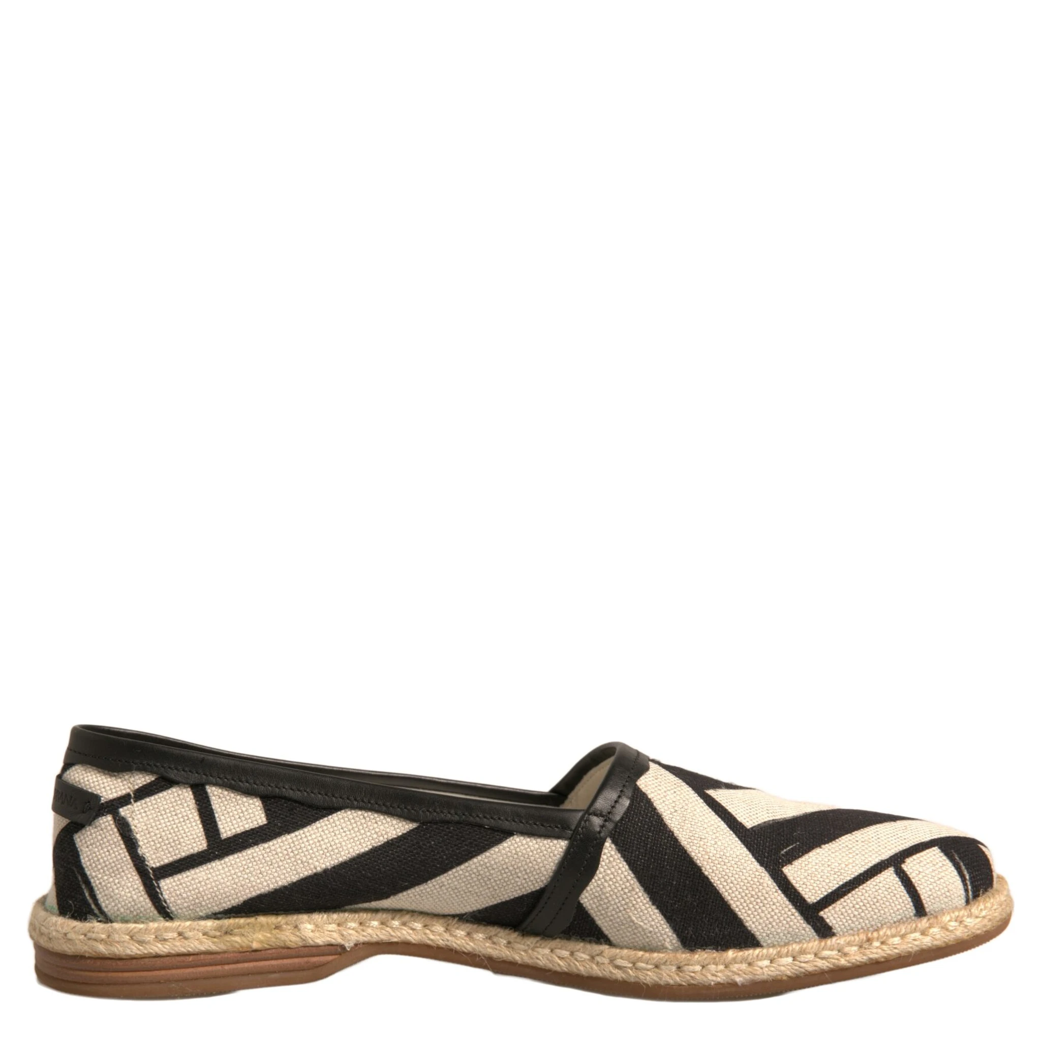 Black White Stripes Slip On Espadrille Shoes