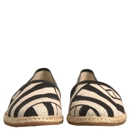 Black White Stripes Slip On Espadrille Shoes