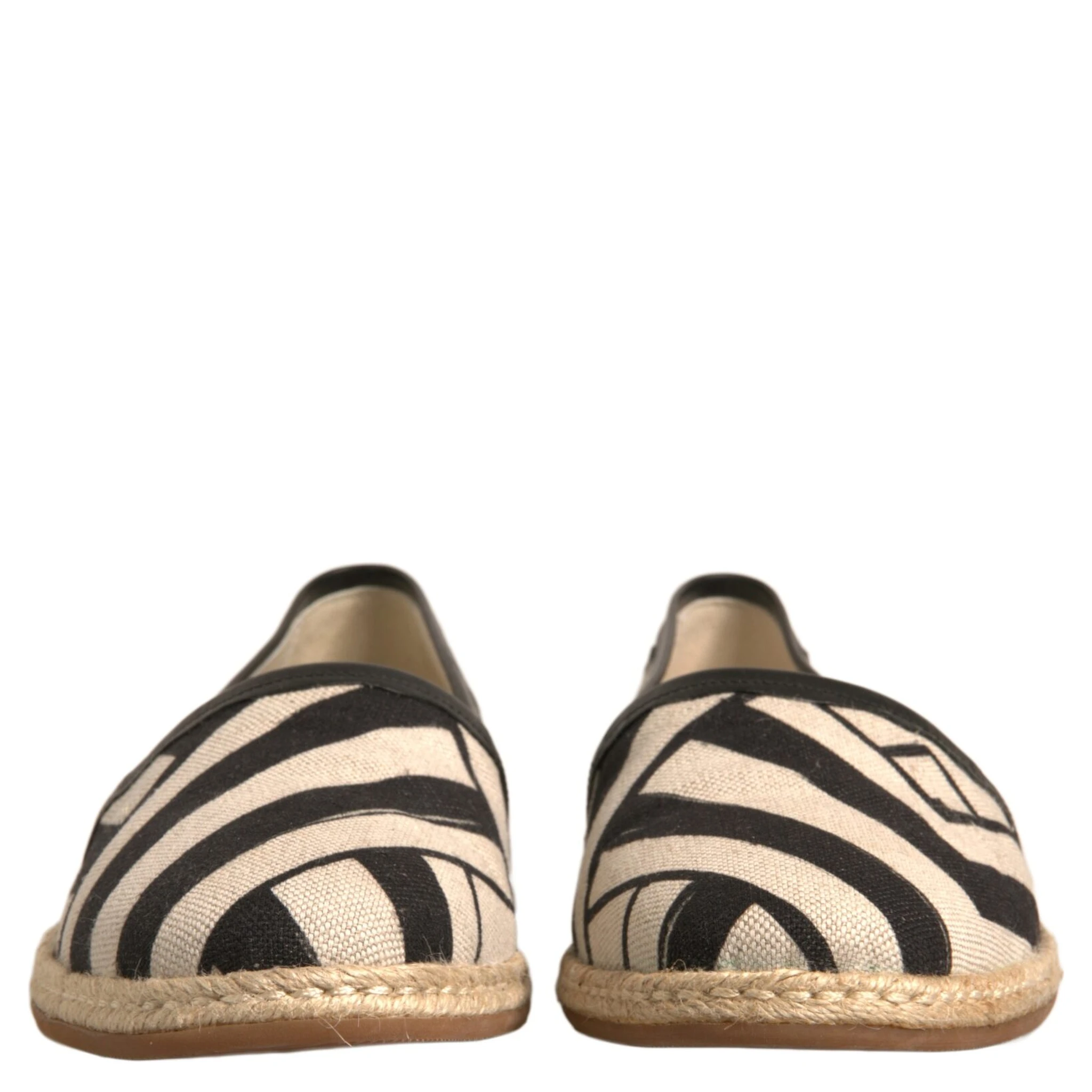 Black White Stripes Slip On Espadrille Shoes