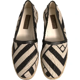 Black White Stripes Slip On Espadrille Shoes